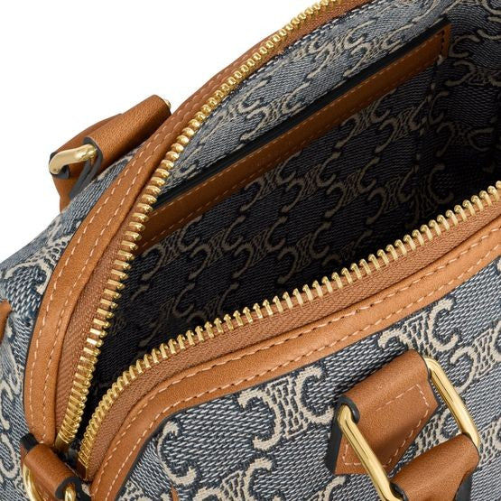 CELINE Small boston in Triomphe jacquard and calfskin - Image 4