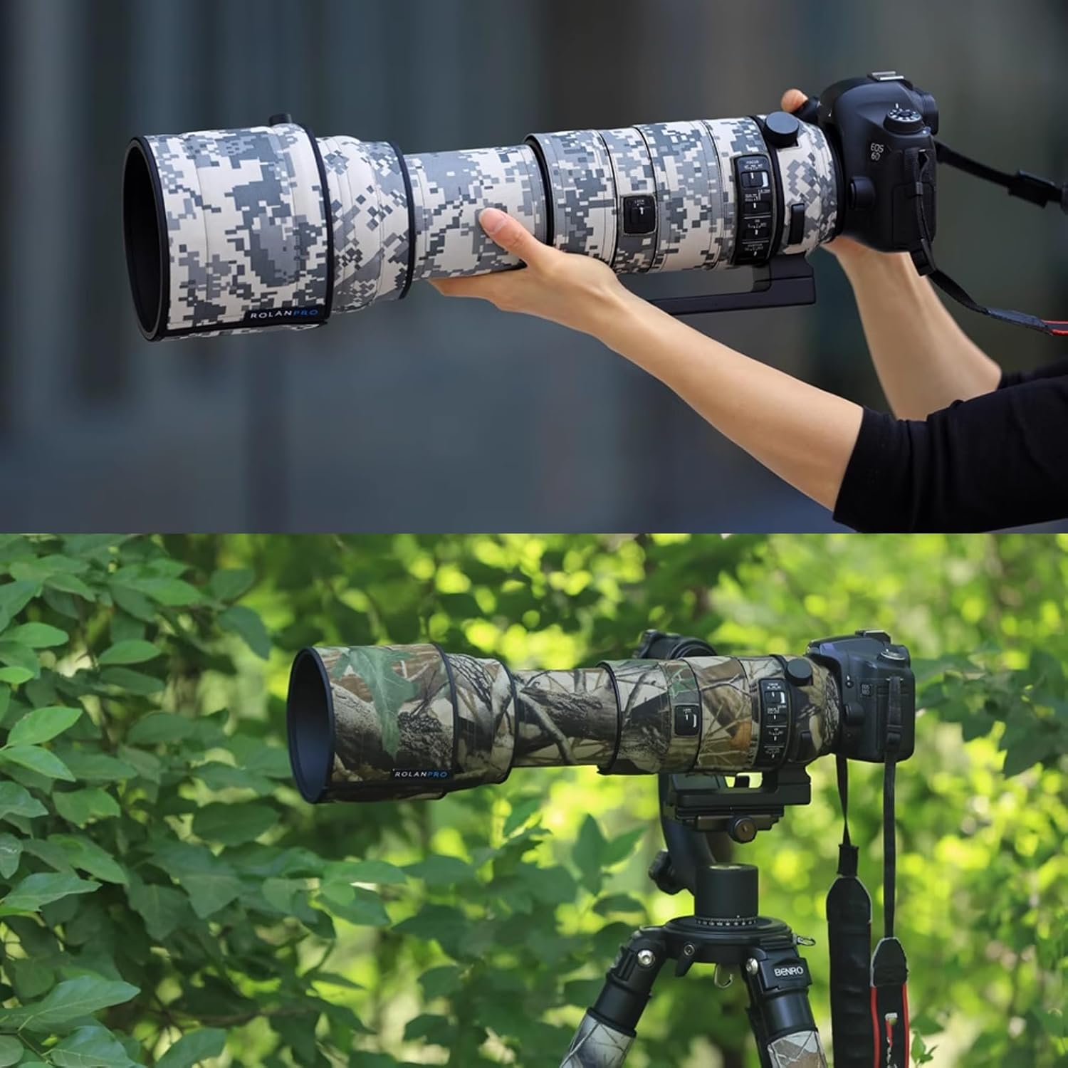 Rolanpro Lens Cover, Camouflage Coat for Telephoto Lens Compatible with SIGMA 150-600mm F5-6.3 DG OS HSM Sports (M/AF Version), Triple Layer Protection, DN Dark Color, Modern