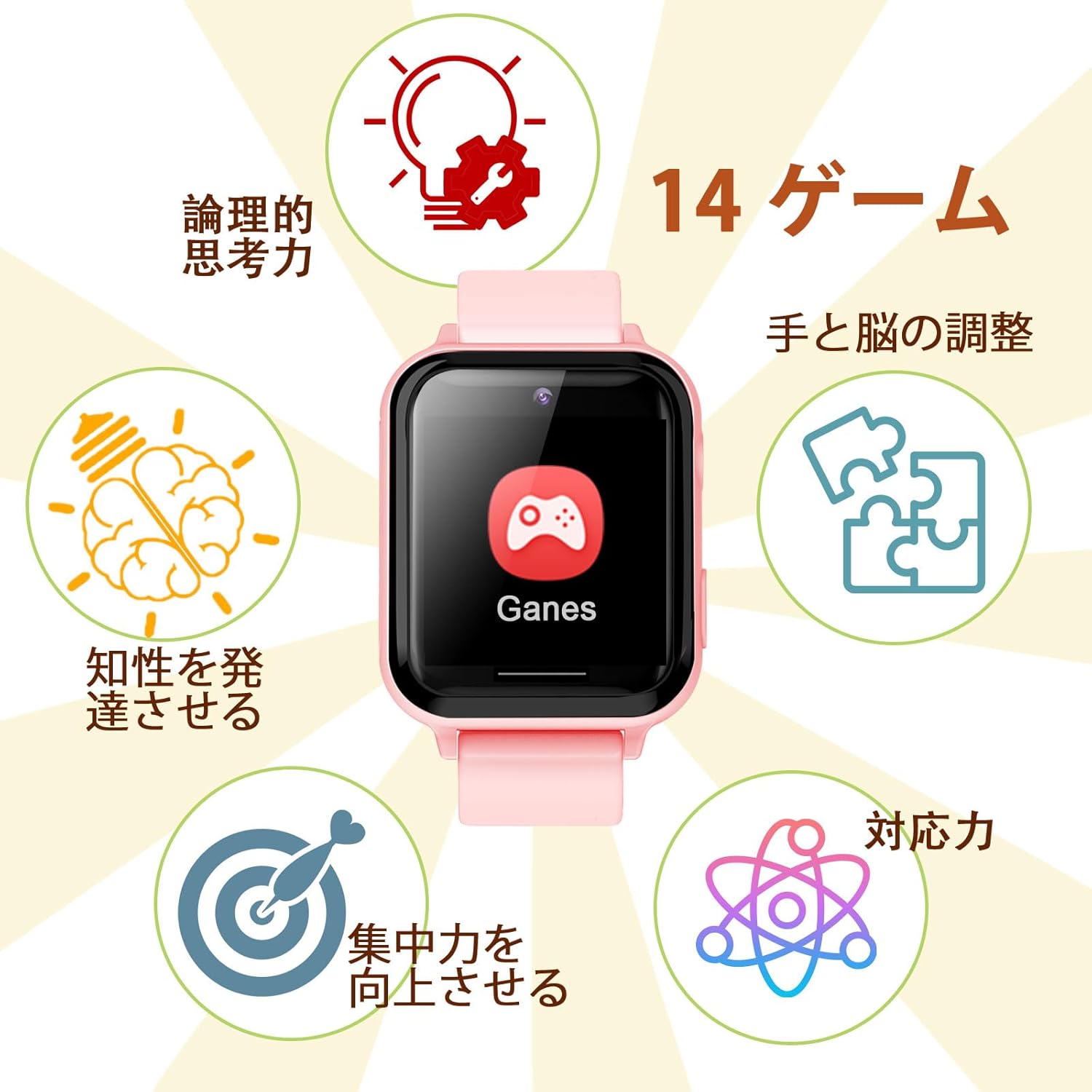 PTHTECHUS® Children's Wristwatch, Smart Watch for Kids, Selfie Camera, Photo, Games, Music Playing, Cute Alarm Clock, Alarm, Pedometer, Calories, Recording, Children's Day, Kindergarten, School