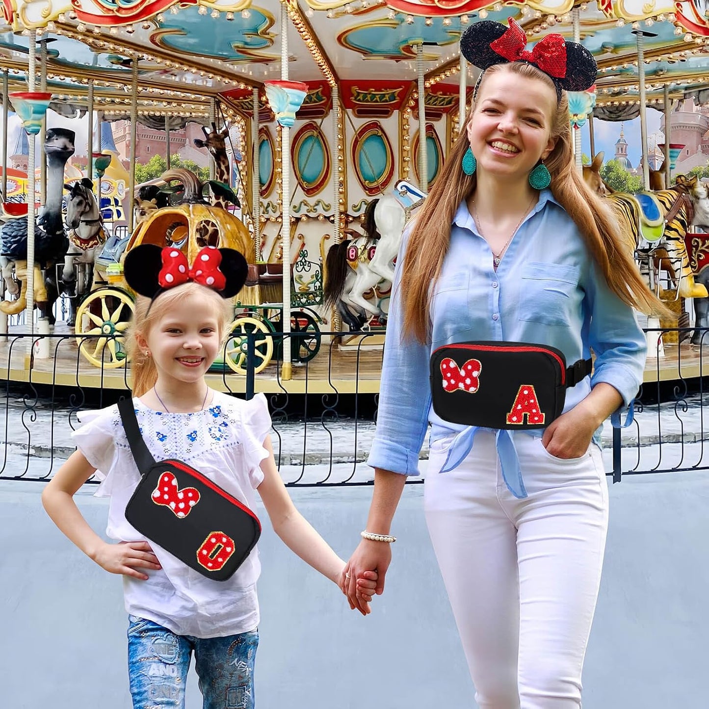 Riñonera con Lazo de Letra Inicial de Chenilla, Bolsa Cruzada Impermeable para Parque, Regalos de Navidad y Cumpleaños para Niñas Adolescentes, Hijas, Mujeres, Niños, Adultos, Linda Bolsa de Cinturón