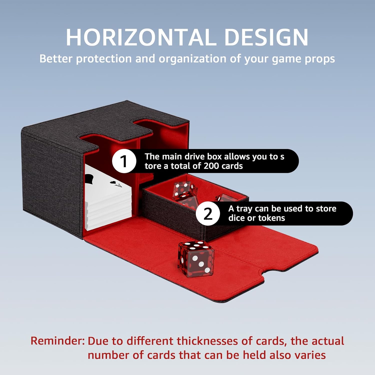 Shuiling Deck Case, Trading Card Case, Deck Box, Storage, Storage Box, Dice Holder, Damecan Holder, Magnet, Leather, Approximately 200 Pieces, Compatible with Various Card Games, Compatible with