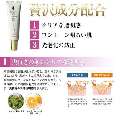 DeMare Luxury CC Cream UV SPF50+ PA+++++ 40g Suncare Additive-Free Formulation, Paraben Free, UV Absorber Free, Legal Pigment Free, Mineral Oil Free, UV Milk, Essential Foundation