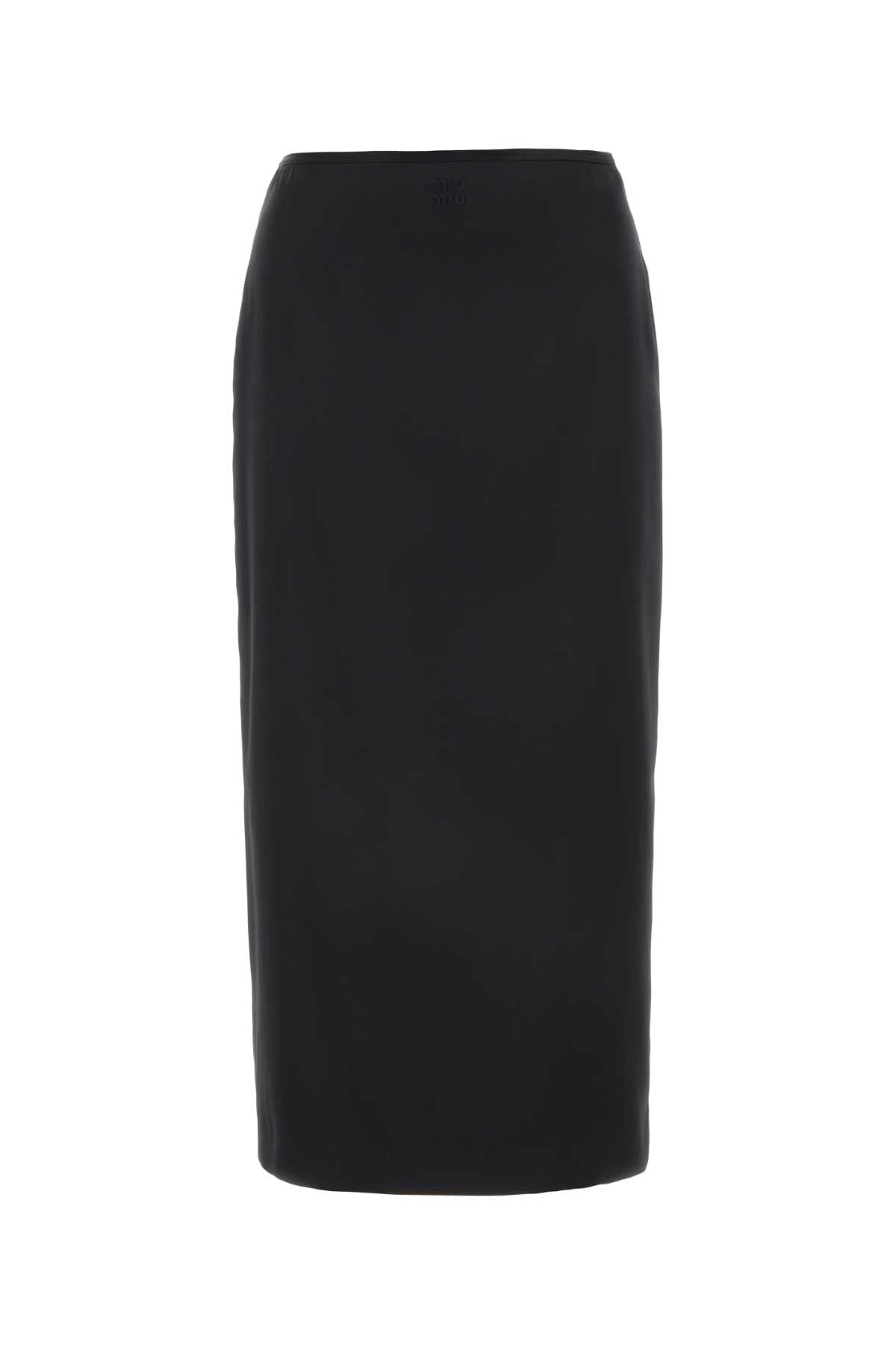 Miu Miu Miu Black Stretch Silk Skirt - Image 4