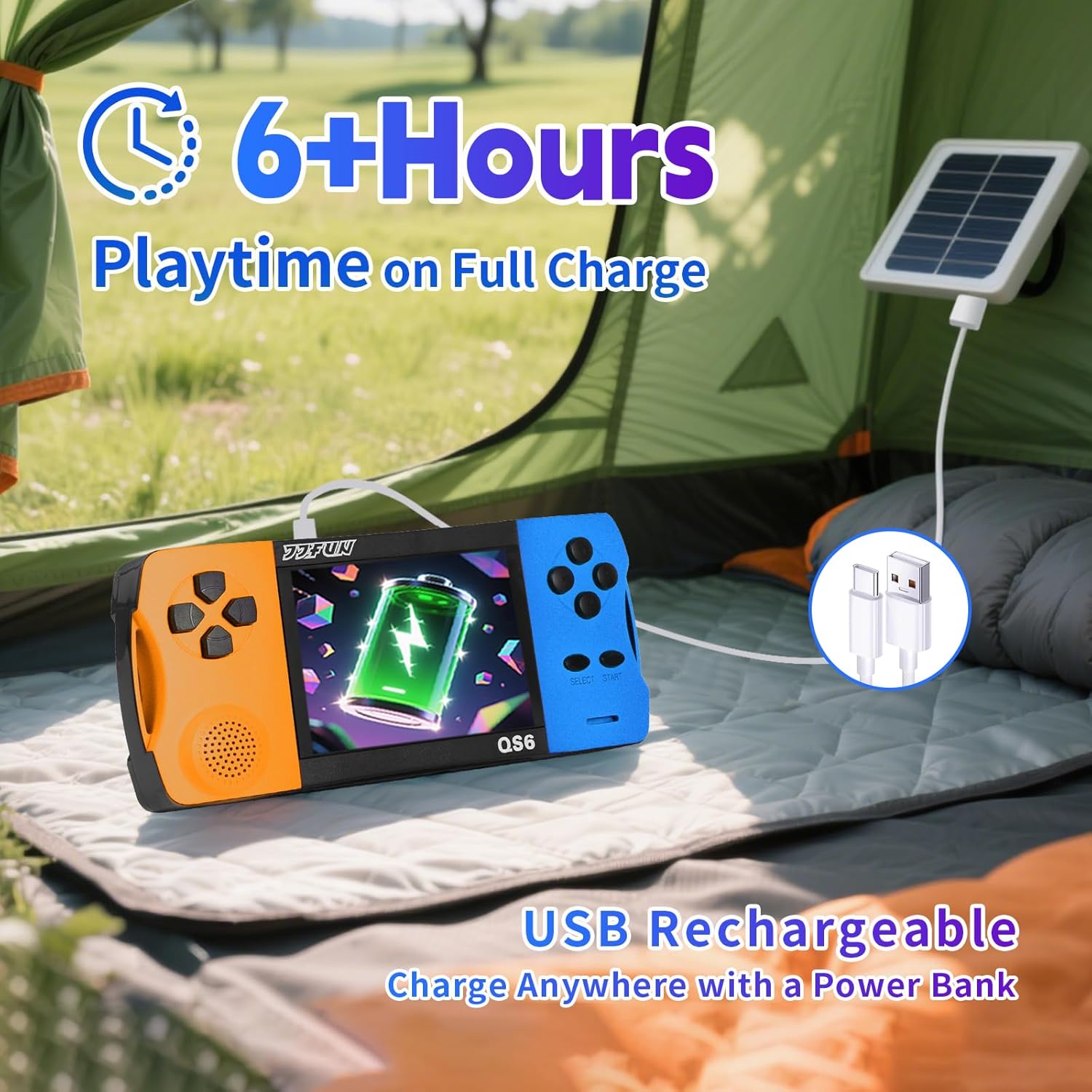Portable Game Console for 6-12 Years Old, Built-in 216 16-bit Educational Games, 3.2-inch Screen, No WiFi Required, Instant Play, Rechargeable Lithium Battery, 4-6 Hours of Continuous Play, Puzzle