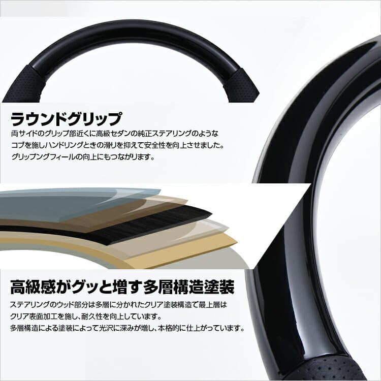 Genuine Replacement Steering NOAH/VOXY Noah/Boxy 80 Series Harrier 60 Series Normal Type Handle Custom Parts (Piano Black)
