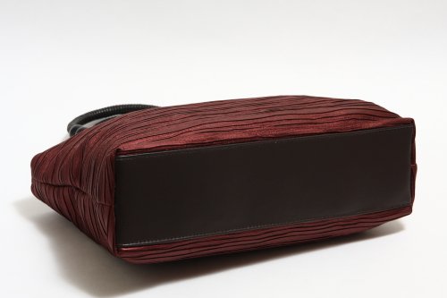 Hasegawa Pleated Processed Kimono Western Style Handbag (Red, Gray, Black) M/S Made in Japan