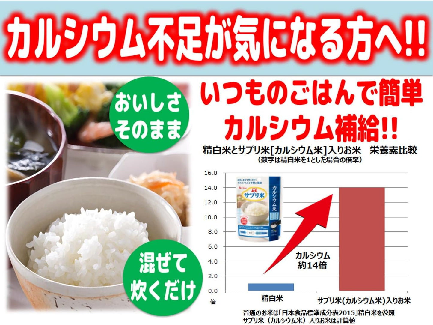 Shinken House Wellness Foods Supplement Calcium Rice, 1.8 oz (50 g) x 4 Bags (Just Mix and Cook with Rice)