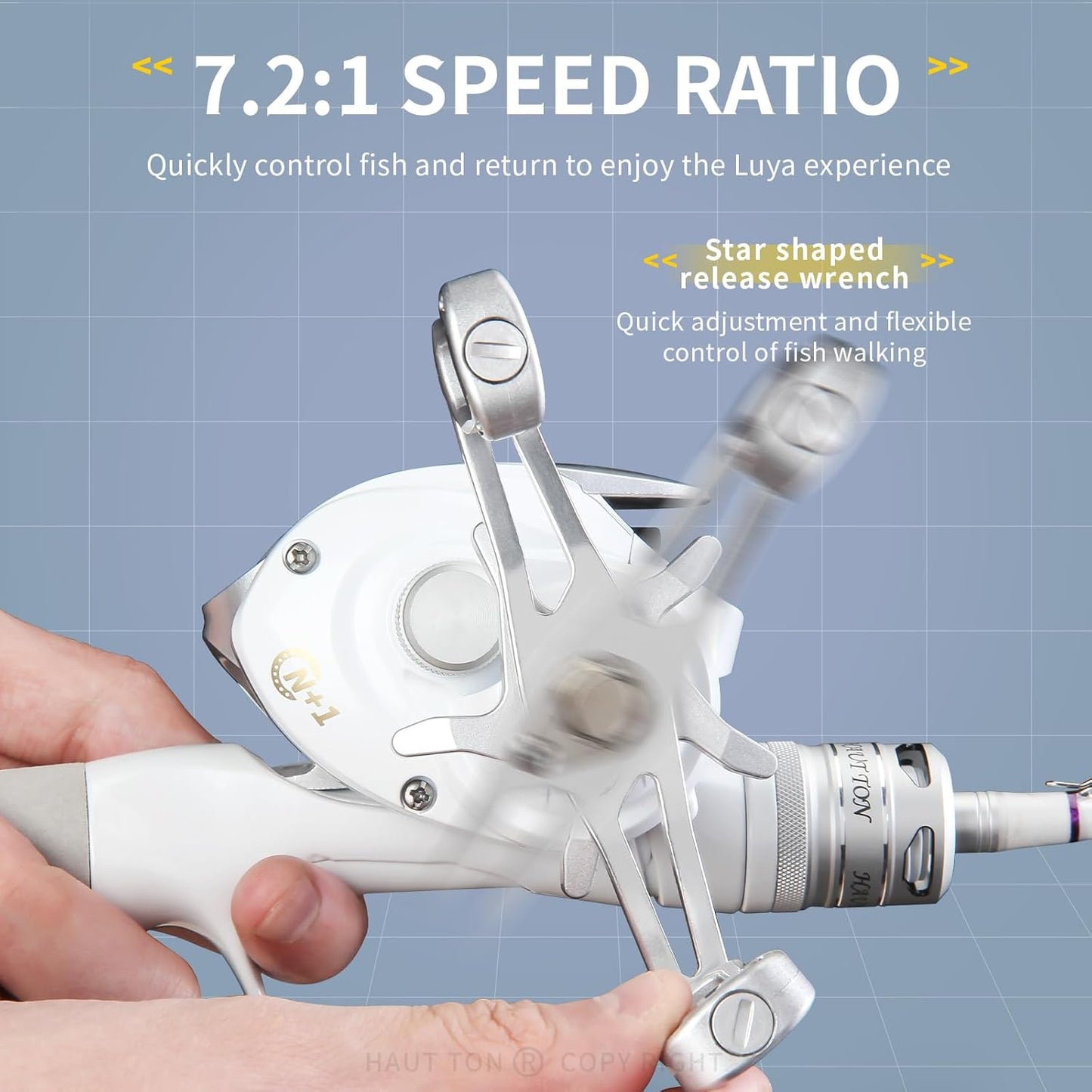 HAUT TON ET Bait Reel, 4+1 Ball Bearing 7.2:1 Gear Ratio, 7kg Drag System for Trout Baitcasting Reel Fishing