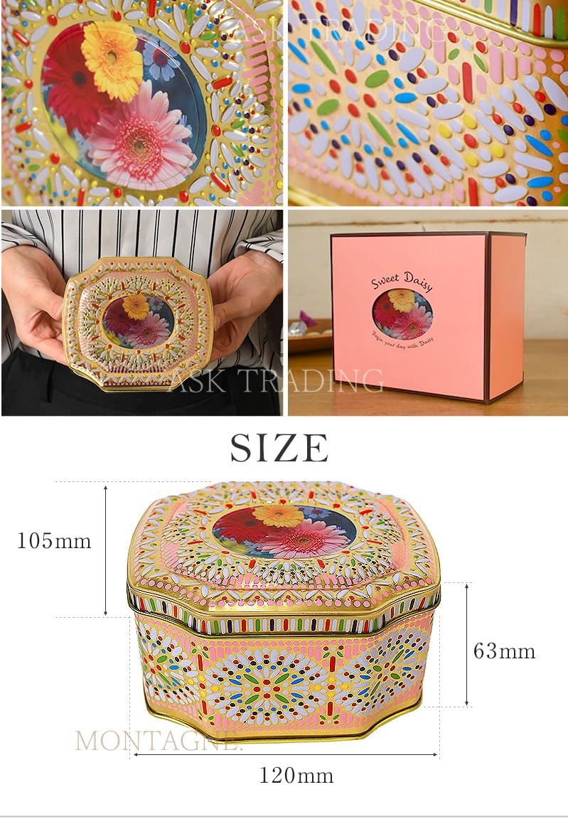 Ambrossory Sweet Daisy Tin Candy Candy Fruit Candy Tin Candy Italian Retro Lamune Powder Present Gift Cute