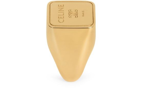 CELINE Triomphe square signet ring in brass with gold finish - Image 4