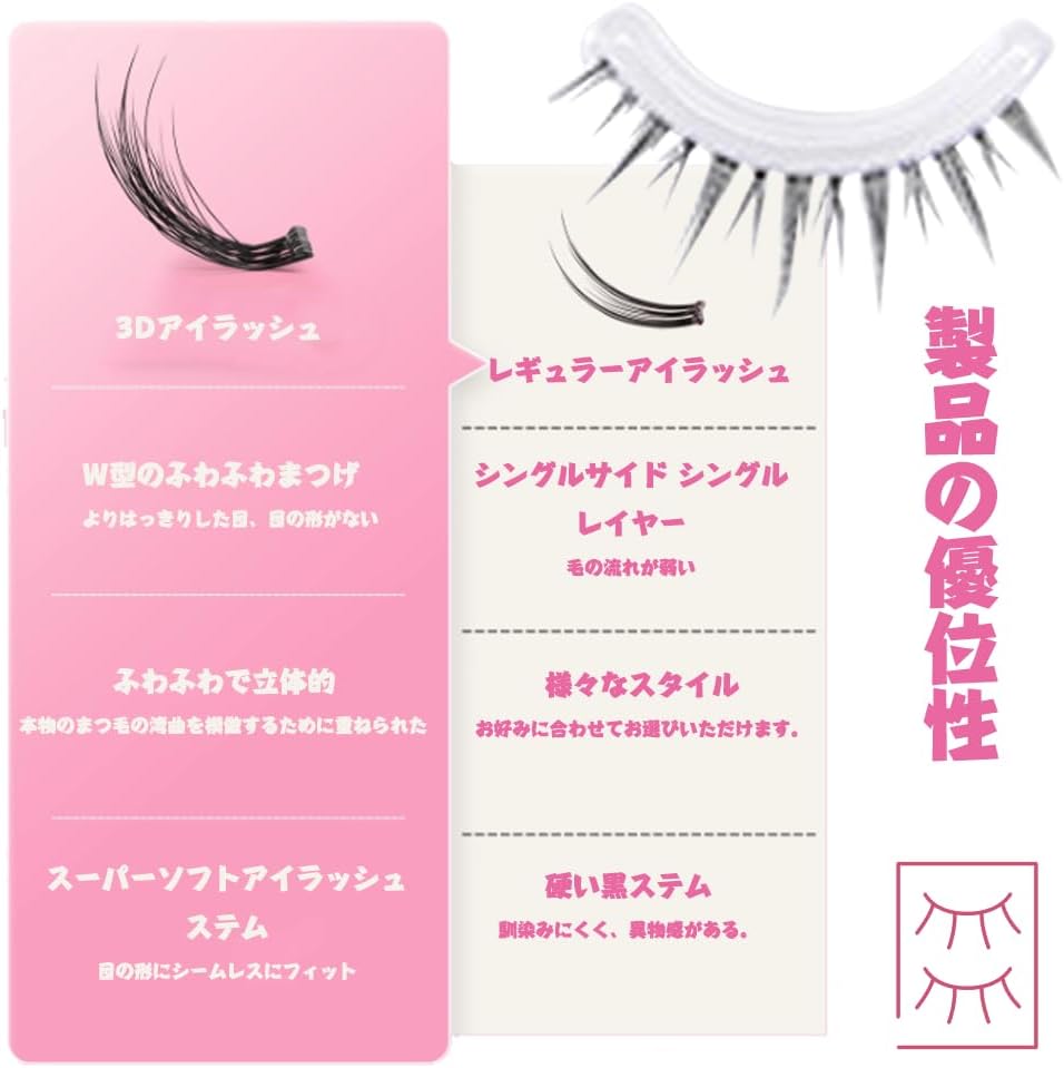 False eyelashes, natural false eyelashes, transparent shaft, easy to install, beginners, easy to apply false eyelashes, natural, self-adhesive, comfortable, 5 pairs, thin, black eyelashes, black