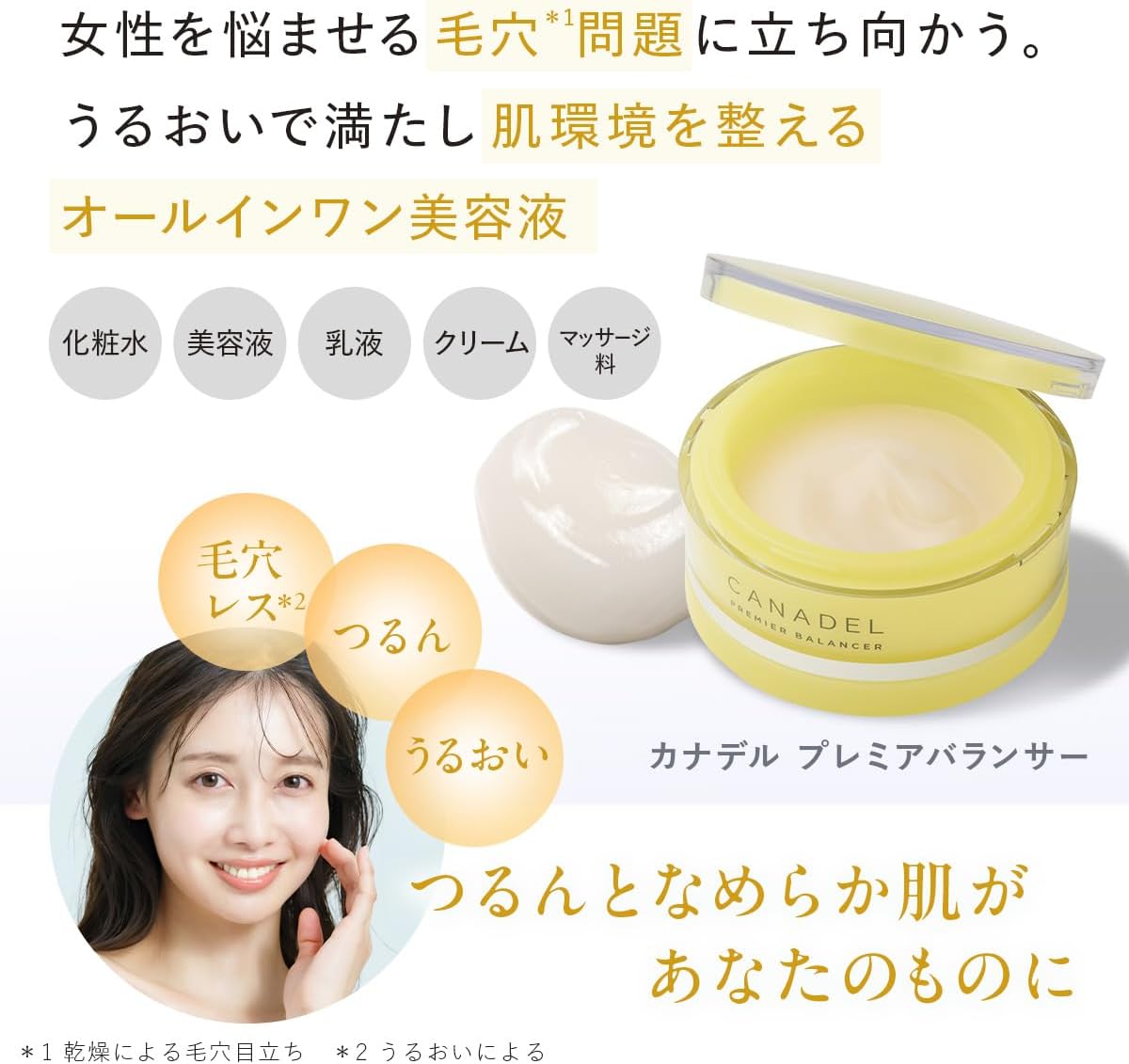 CANADEL Premier Balancer, All-in-One, 2.0 oz (58 g) + 0.4 oz (10 g), Official Store Limited Set, Serum, Dullness, Shine, Moisturizing, Sebum, Pores, Canadel