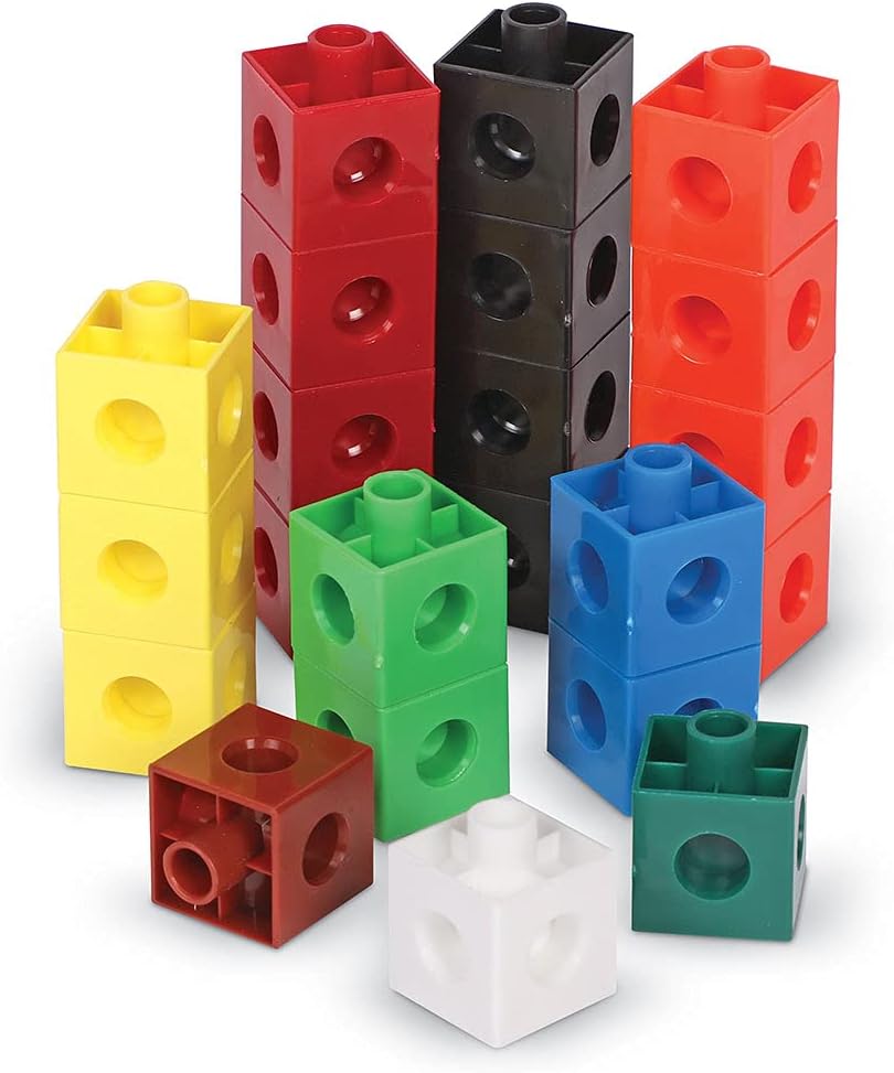 Learning Resources Colorful Counter for Math Teaching Materials, Transparent Snaps + Snap Cubes, Pack of 100 (Purchase Set)
