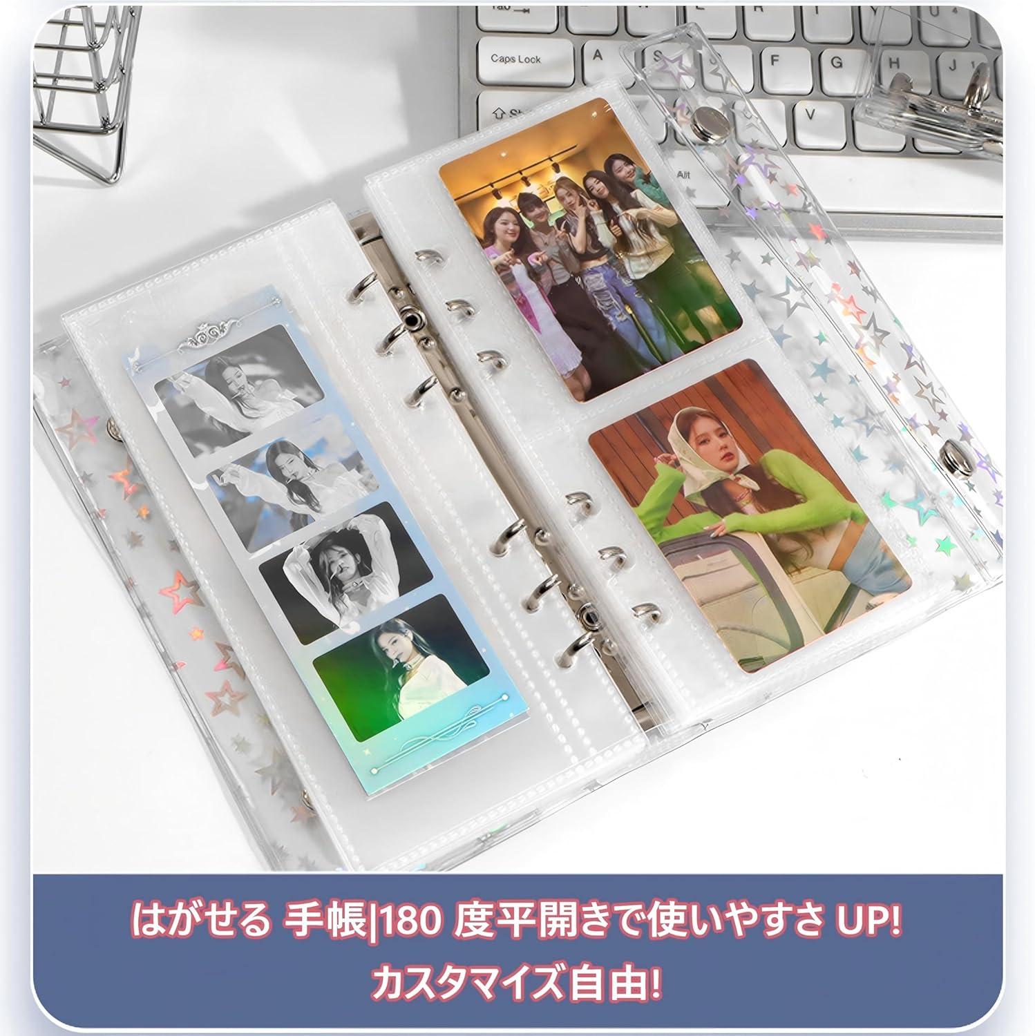 Clear Sticker Book Transparent Girls Removable A6 Sticker Binder Sticker Notebook Clear Binder 6-Hole Micro 6 Sticker Storage Refillable Comes with 20 Refill Sheets Otaku Activity Supplies