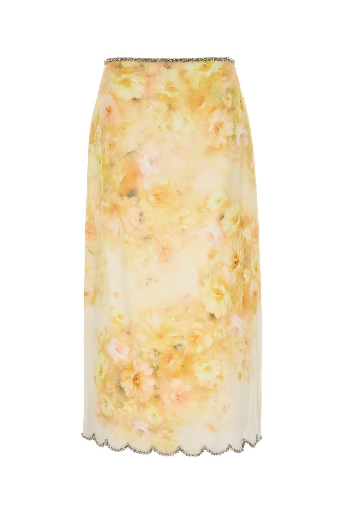 Zimmermann Zimmermannプリントリネンクラッシュスカート - Image 4
