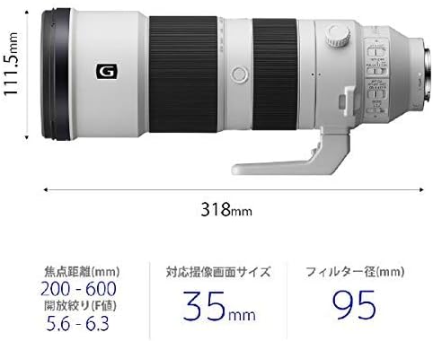 Sony SEL200600G Super Telephoto Zoom Lens, Full Size FE 200-600mm F5.6-6.3 G OSS G Lens for Digital SLR Camera α [E-Mount] Genuine Lens