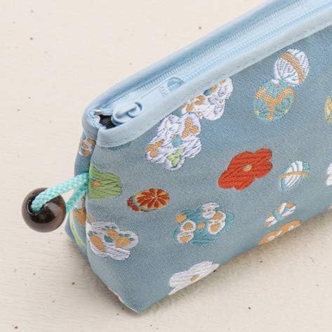 Kyoto Geimidou Nishijin Textile High-grade Gold Brocade Cosmetic Pouch, Japanese Pattern, Made in Japan, beige 05