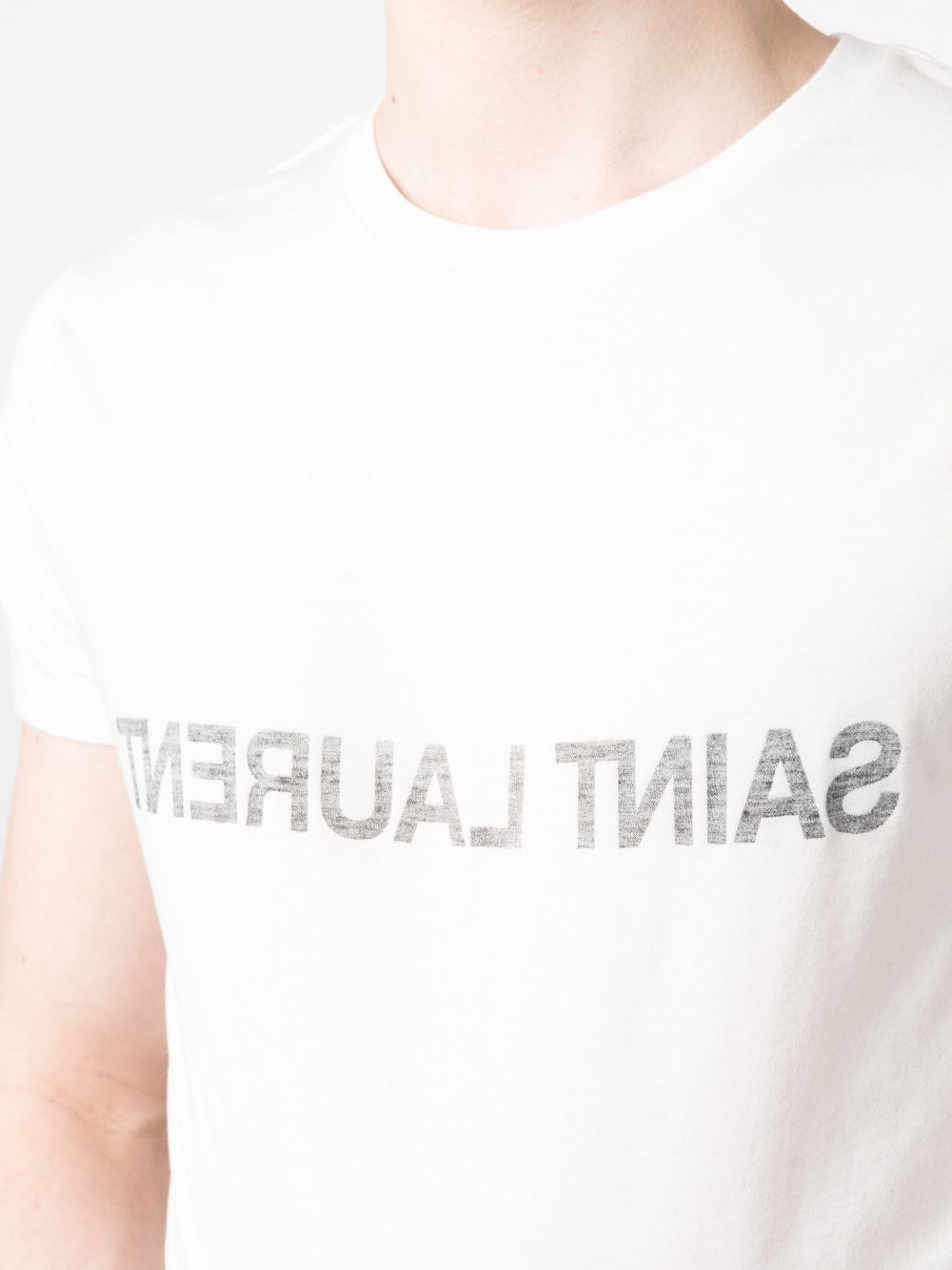 Saint セントローランロゴコットンTシャツ - Image 4