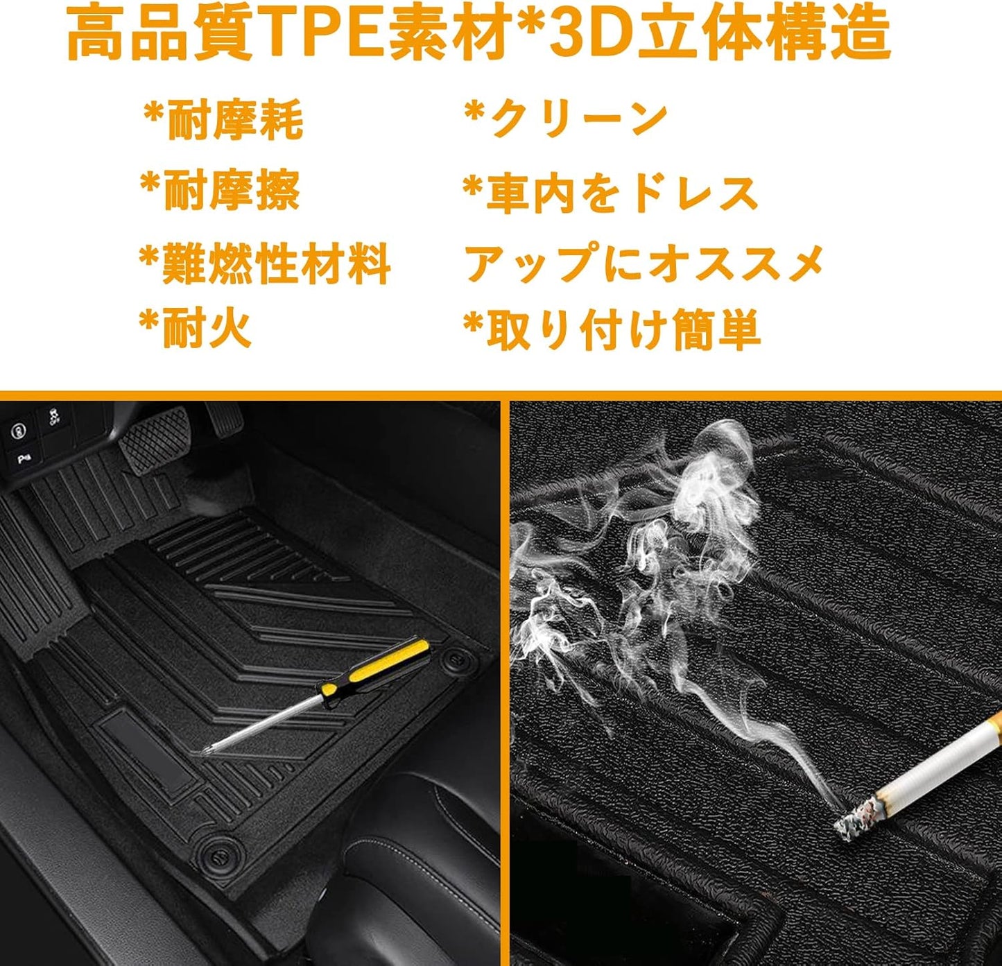 Toyota Prius Prius 50 Series 3D Floor Mat, 3D Car Mat, For Cars, Floor Mat, 3D Car Mat, TPE Material, Stain Resistant, Antibacterial Effects, Waterproof, Anti-Slip, Protective Parts (3PCS)
