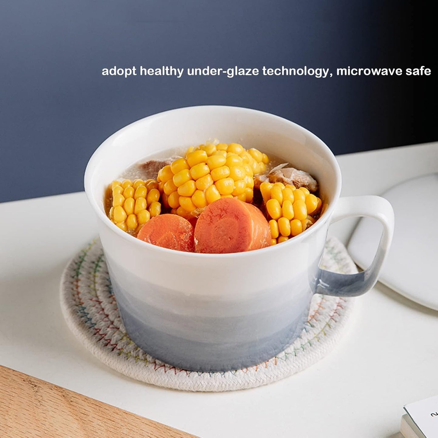 Soup Rice Bowl, Ramen Bowl with Chopsticks Lid Creative Ceramic Instant Noodle Bowl Soup Bowl with Handle for Cereal Rice Ramen Udon