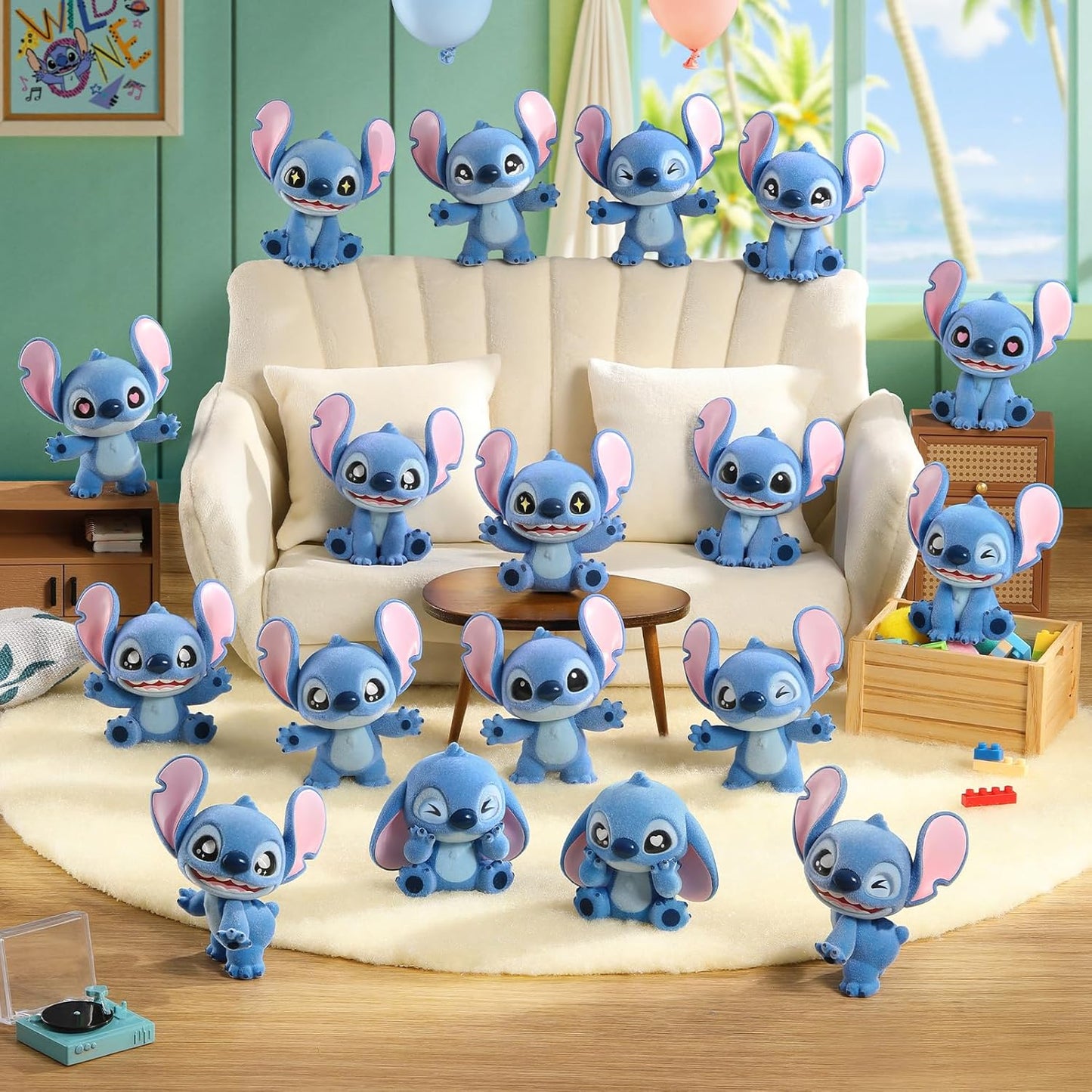 TOP TOY Disney "Mini Fluffy Stitch" Series (3 Pieces) Blind Box Figure, Soft Vinyl Figure, Gift for Birthday, Gift, Stitch, Christmas Gift
