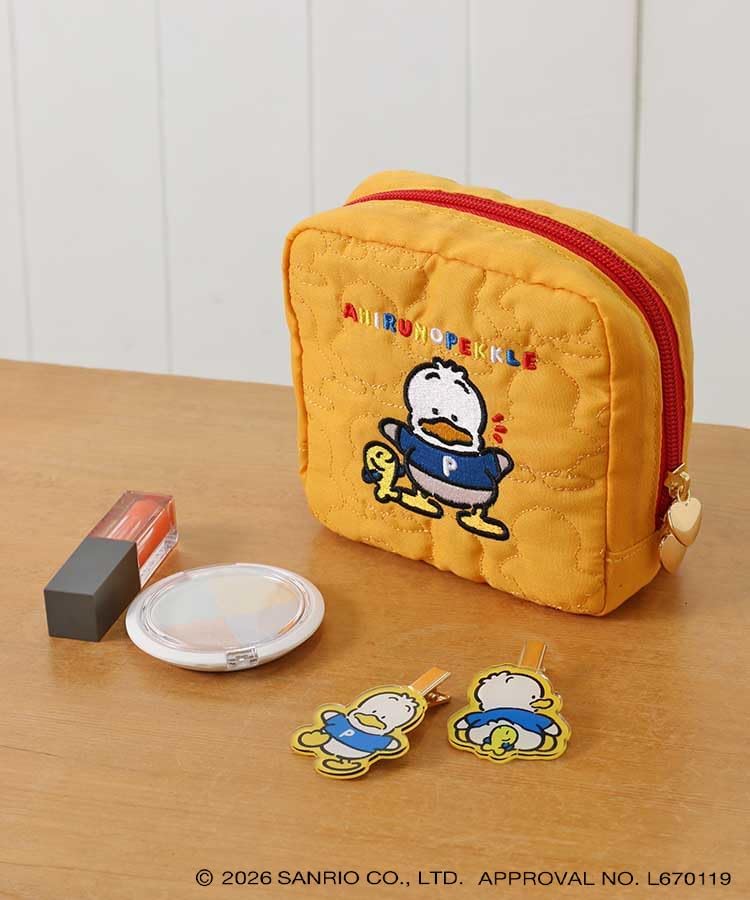 Bleu Bleuet Sanrio Quilted Pouch, Sanrio Characters, Cosmetic Pouch, Makeup Pouch, Large Capacity, Retro, Braun