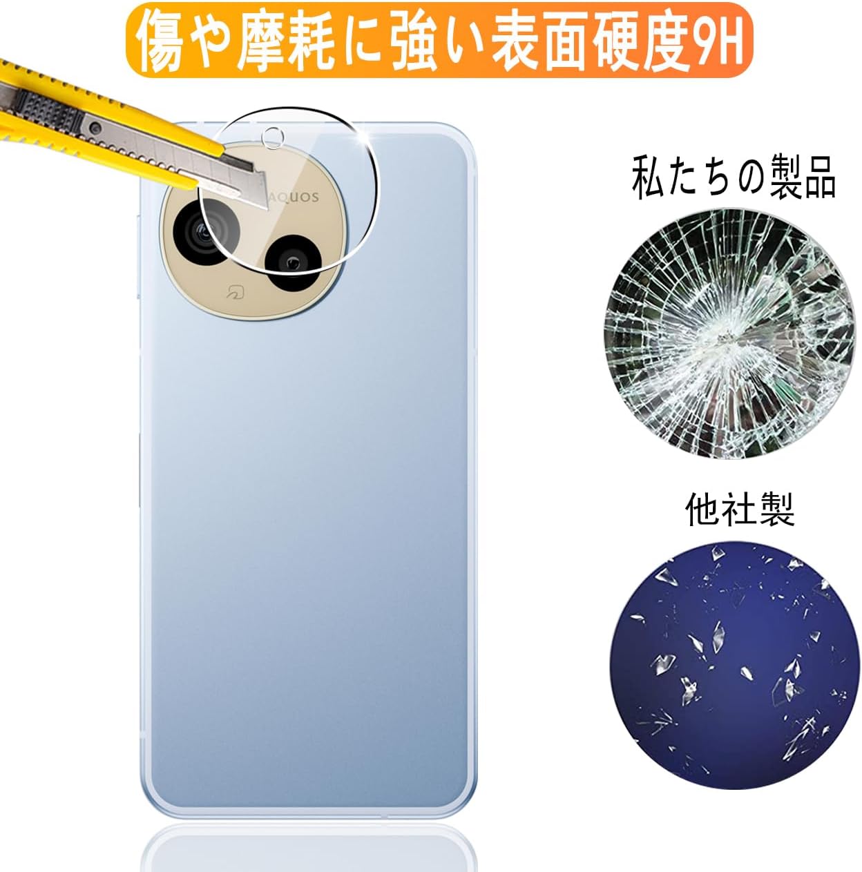 [Set of 2] Compatible AQUOS sense 9 SH-53E SH-M29 SHG14 Camera Film, 2 x AQUOS sense9 Lens Protective Cover, Black Edging, Overexposure Prevention, Compatible with Aquos Sense 9 Lens Film, Lens