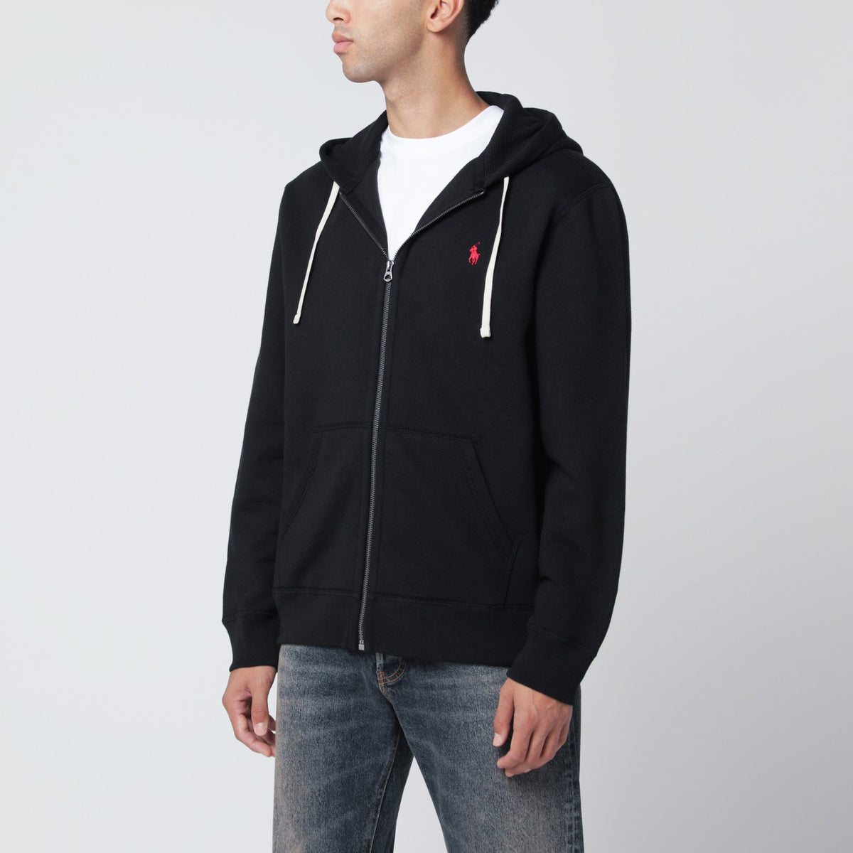 Polo ポロラルフローレンブラックブラシをかけたコットンジップスウェットシャツ - Image 4