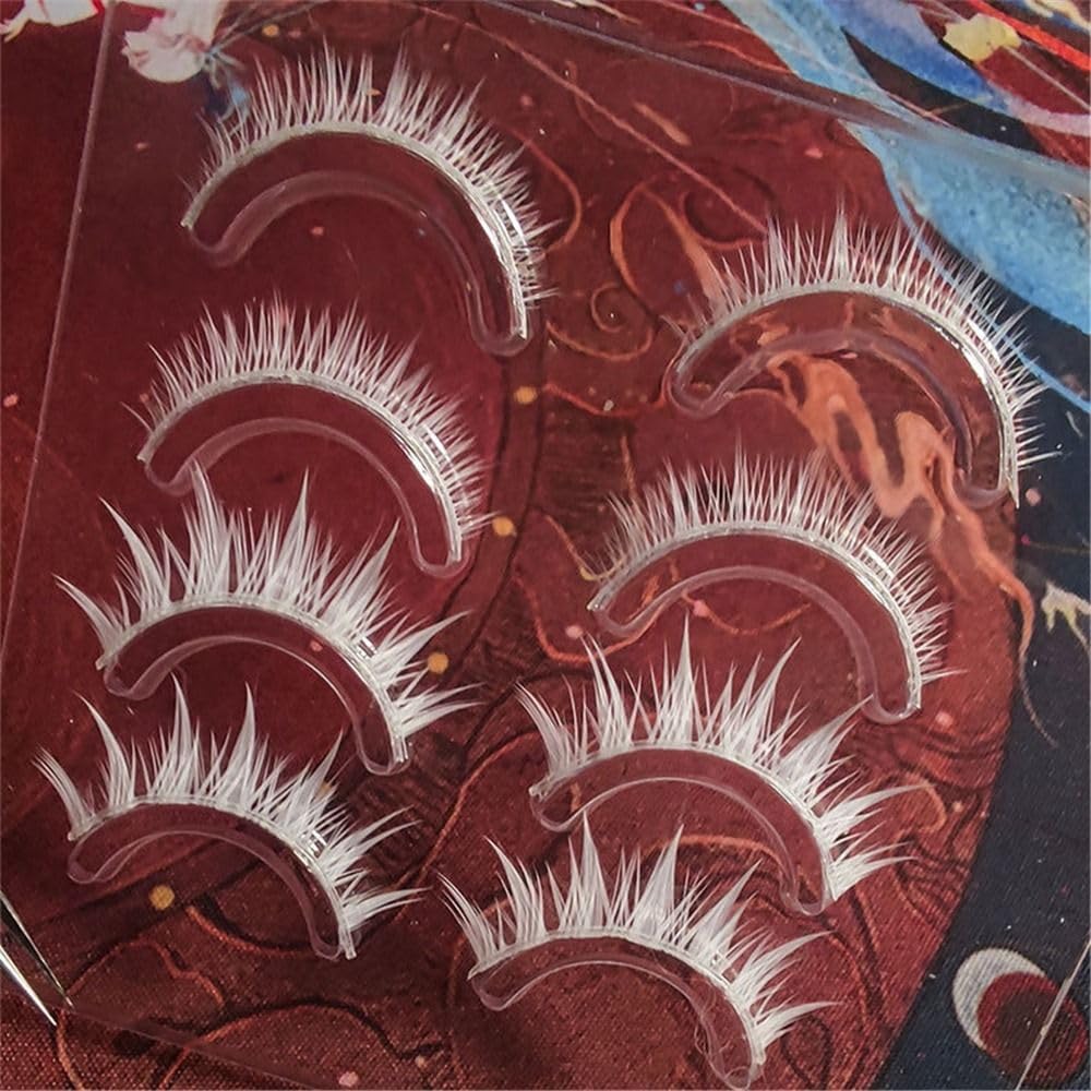 White False Eyelashes for Cosplay White False Eyelashes Natural False Eyelashes White Cartoon False Eyelashes Halloween Cosplay Costume Party Reusable Anime False Eyelashes (W-11)