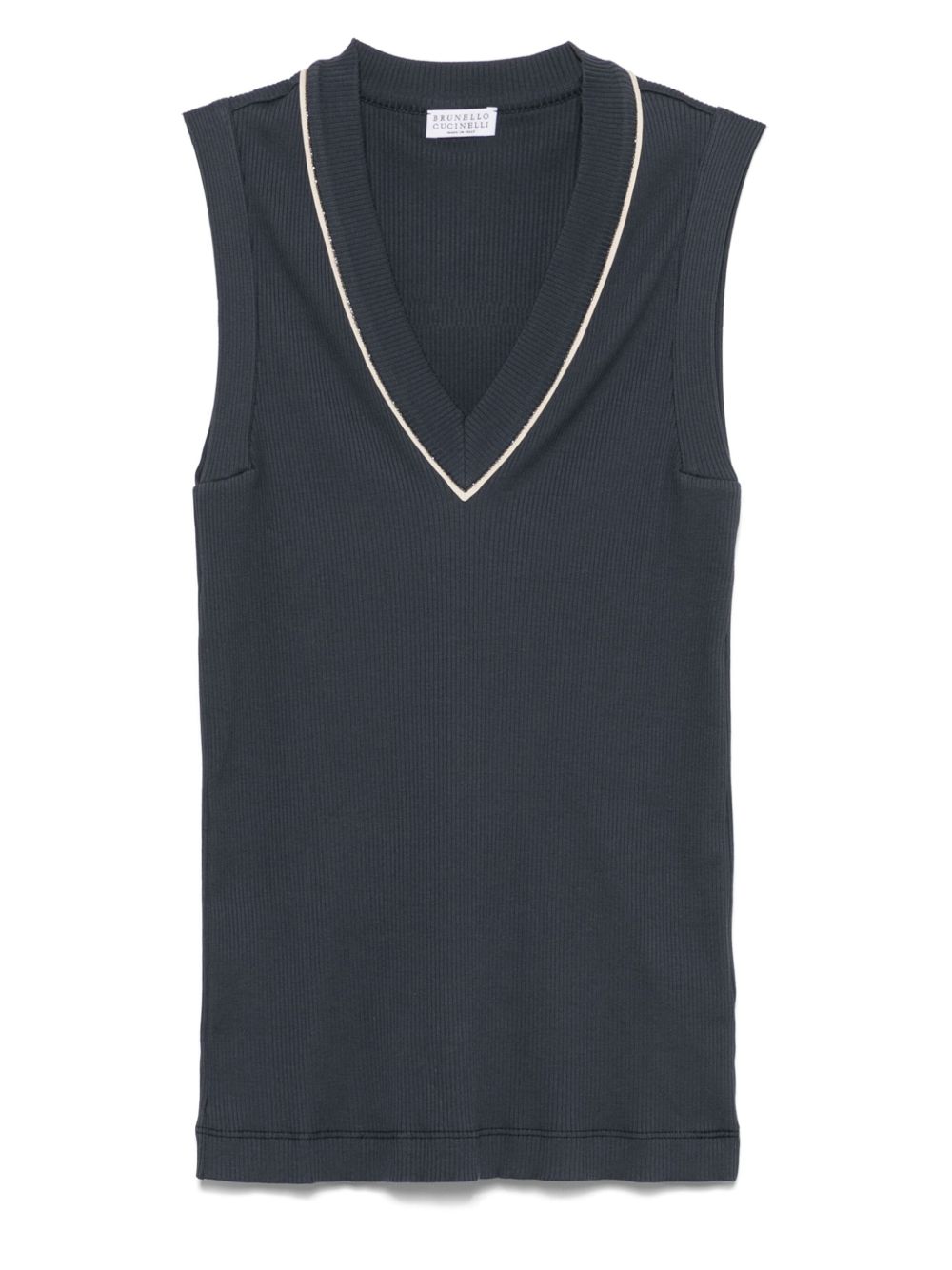 Brunello Cucinelli Cotton V Necked Top - Image 4