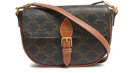 CELINE Folco shoulder bag in Triomphe canvas and calfskin - Image 4