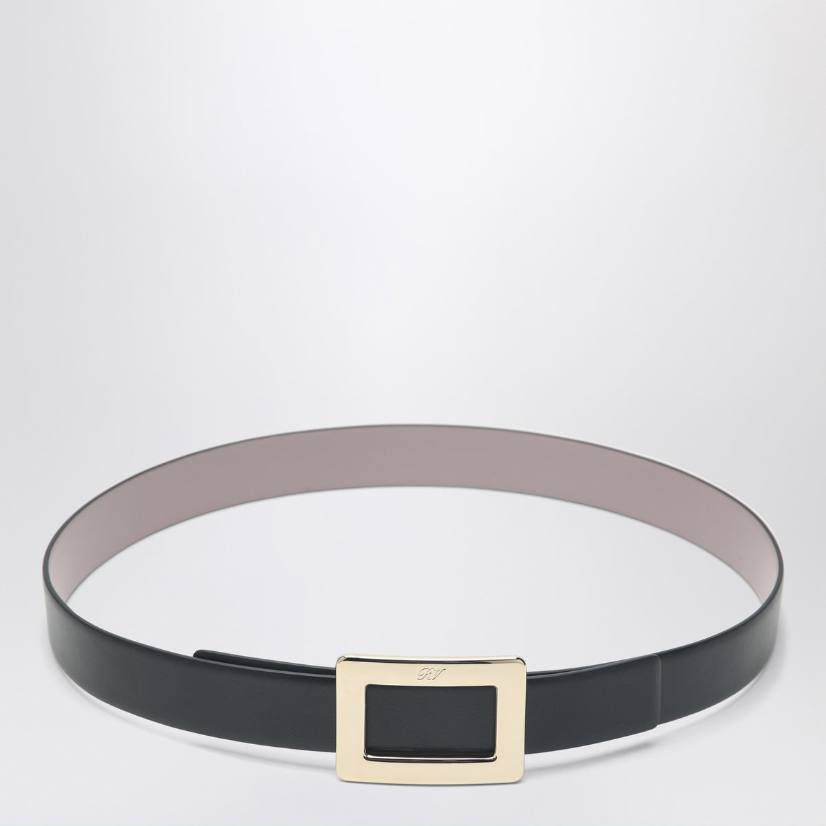 Roger Roger Vivier Belle Vivier Black/Pink Leather Belt - Image 4