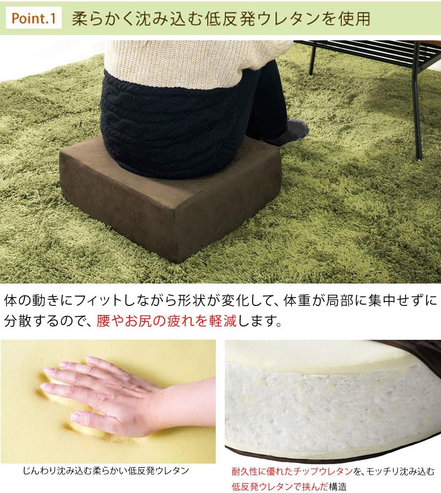 Miyatake Seisakusho CN-50RIV Ivory Round Shape Zabuton, Diameter 19.7 x Depth 19.7 x Height 5.9 inches (50 x 50 x 15 cm), Living Room