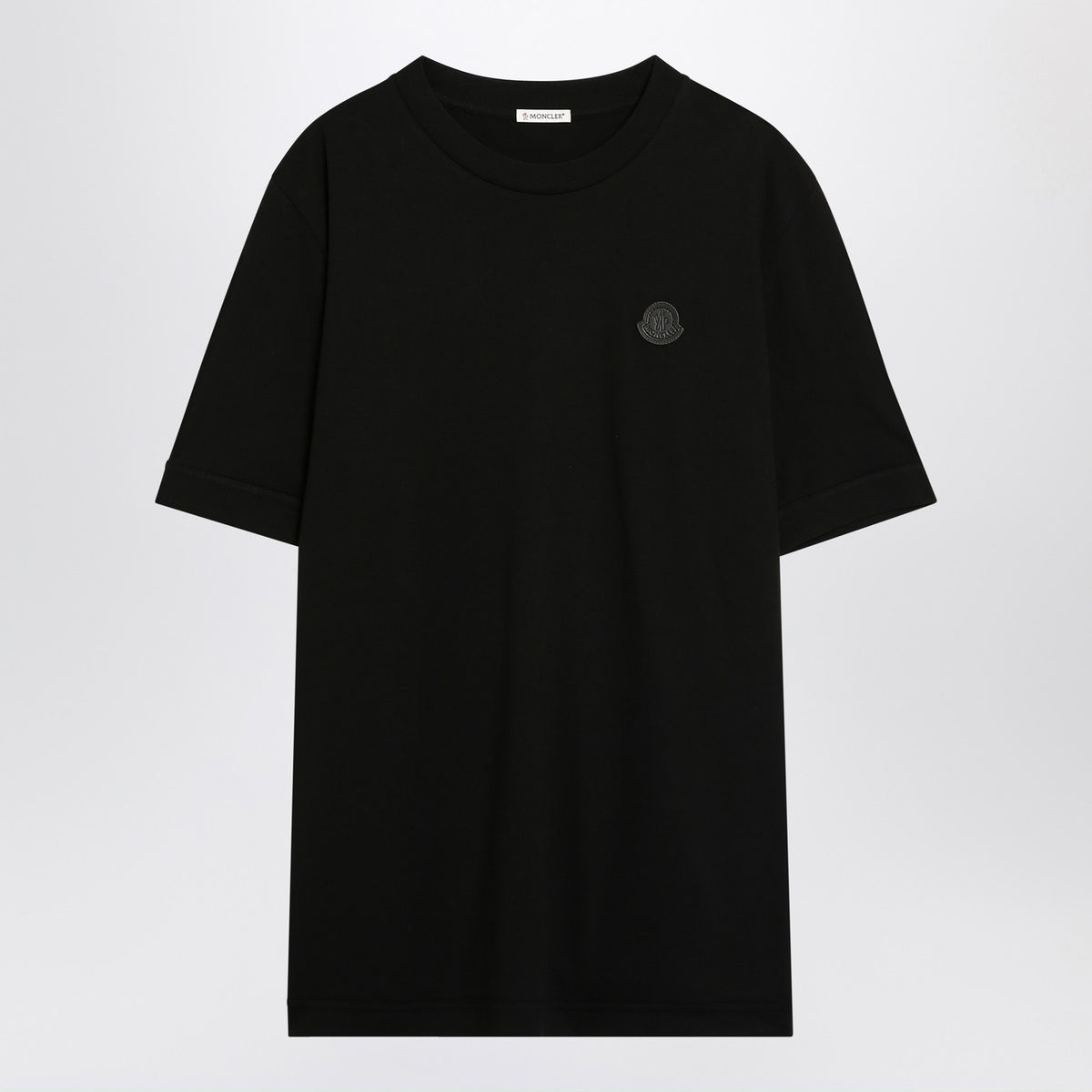 Moncler ロゴパッチ付きモンクレールブラックコットンTシャツ - Image 4