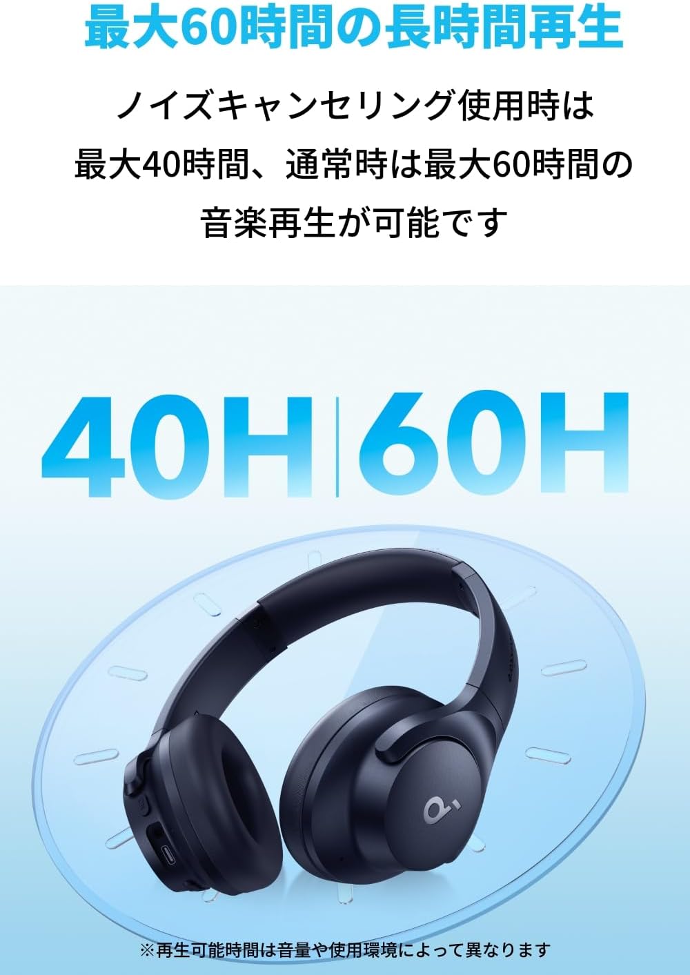 Anker Soundcore Q20i (Bluetooth 5.0 Wireless Headphones) Hybrid Active Noise Cancelling/Hi-Res Compatible (Wired) / Ambient Sound Mode/Heavy Bass / Up to 60 Hours Long Music Playback / Sound