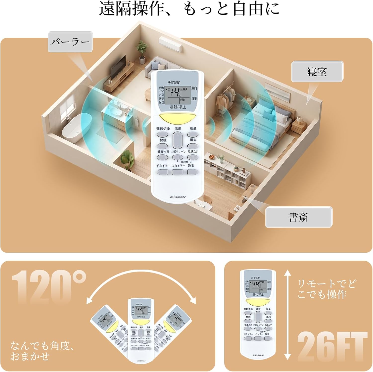 ダイキン 互換リモコン エアコン用リモコン ARC446A1 AN22GKS-W AN22GMNS-W AN22GNBS-W AN22GNS-W AN22GNSK-W AN22GUS-W AN25GKS-W AN25GMNS-W AN25GNBS-W AN25GNS-W AN25GNSK-W AN25GUS-W AN28GKS-W AN28GMNS-Wなど対応
