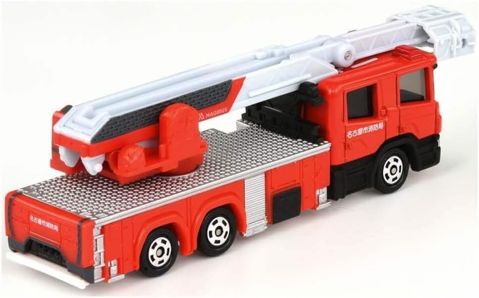 Takara Tomy Tomica Long Type Tomica No. 145 Nagoya City Fire Department 30m-class Advanced Articulated Ladder Truck, Mini Car, Toy, Ages 3 and Up, Boxed, Toy Safety Standard ST Mark Certified Tomica
