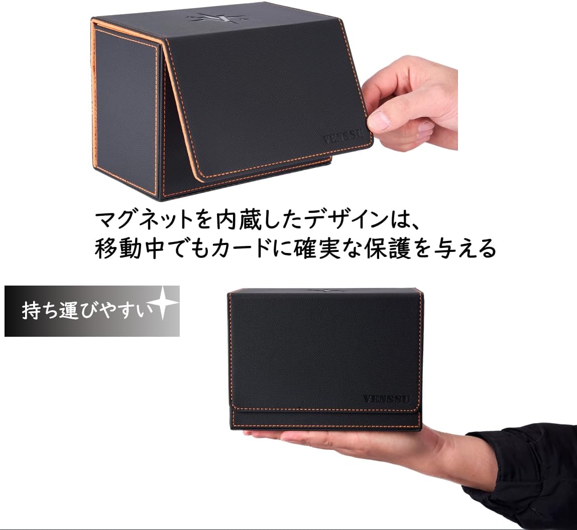 Venssu Deck Case, Trading Card Case, Card Display Window, Dice Box, Holds 200 Cards, 2 Dividers and 1 Magnetic Loader, Compatible with MTG Yu-Gi-Oh, Pokemon, Duema, Various Card Game Box, Sleeve