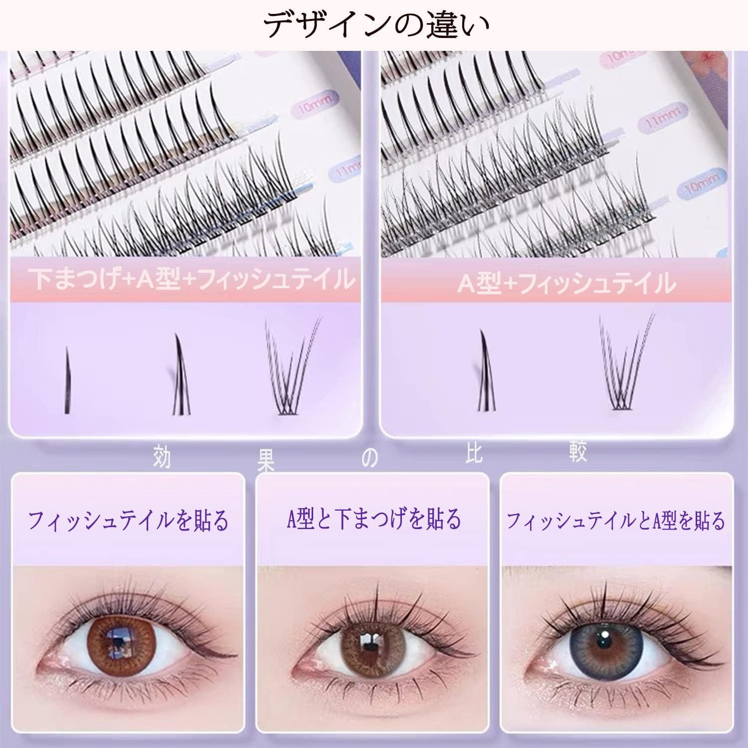 YOVOY Partial False Eyelashes, Natural, Popular, Partial False Eyelashes, Point False Eyelashes, Pine Extensions, Large Capacity, Beginners, Professionals (Bottom Eyelashes, A-Shape, Fishtail Type)