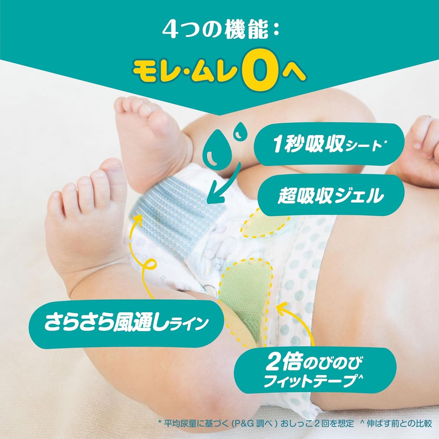 Pampers Tape S Size Diapers Smooth Care (8.8 - 17.6 lbs (4 - 8 kg)), 312 Diapers (78 Diapers x 4 Packs) (Case Product) [Exclusive]