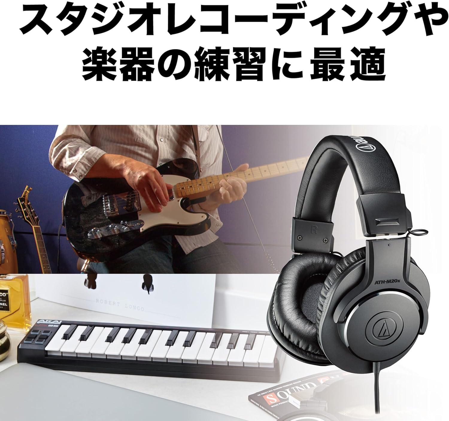 Audio Technica ATH-M20x Professional Monitor Headphones Wired Studio Recording/Instrument Practice/Mixing/DJ/Gaming/Monitor Headphones/Wired [Domestic Genuine] Black
