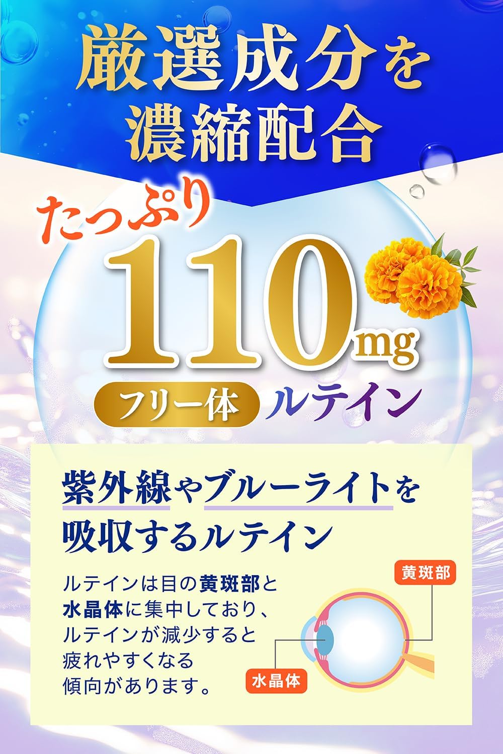 Soukendou Lutein 110 Lutein 110mg Zeaxanthin 5.5mg Bilberry Extract 30mg Astaxanthin 1.2mg 5 Types of Support Ingredients Supplement for Eyes Domestically Manufactured 60 Particles 30 Day Supply