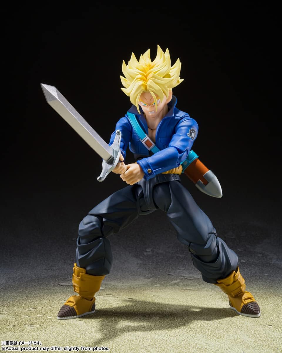 BANDAI SPIRITS S.H. Figuarts Dragon Ball Z Super Saiyan Trunks - Boy From The Future, Approx. 5.5 inches (140 mm), PVC & ABS Pre-painted Action Figure