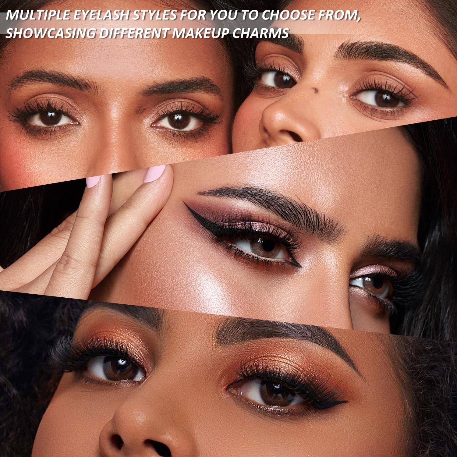 EKIND 5 Pairs Faux Eyelashes with Hanging Eyes - 3D Volume and Fluffy Curls, Perfect for Daily Makeup and Stage Makeup