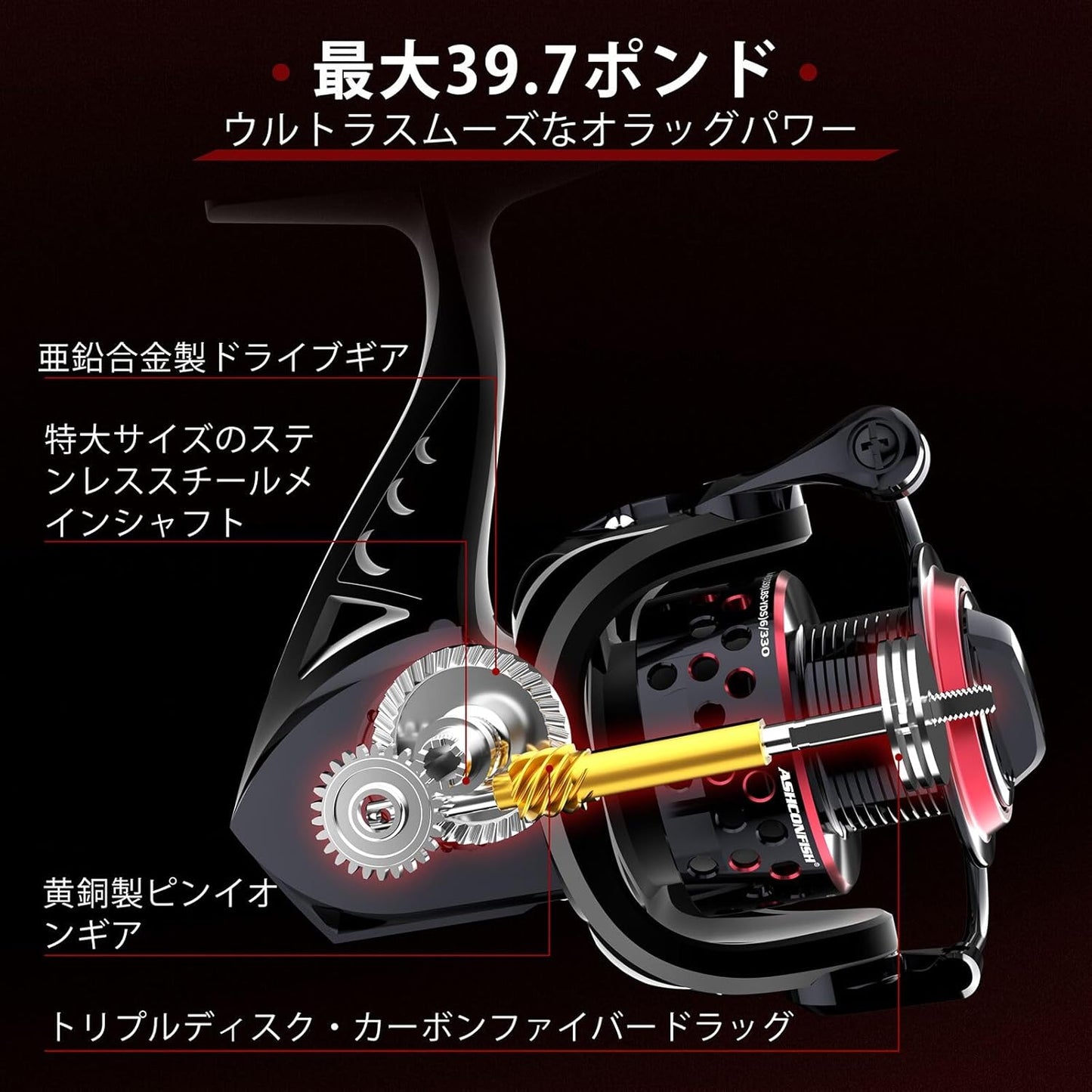 Ashconfish スピニングリール 7+1BB 高精度なCNC加工 アッシュコンフィッシュ ギア比5.0:1 最大ドラグ17.6lb CF2000/CF3000/CF4000/CF5000/CF6000/CF7000