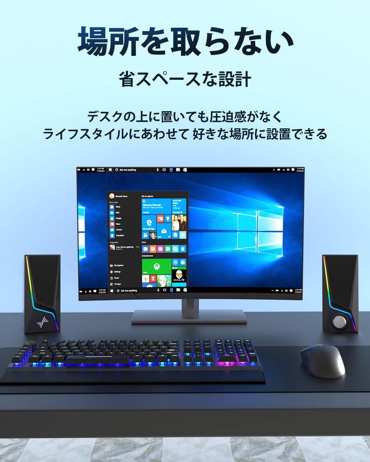Nylavee PC Gaming Speaker, PC Speaker, 6 LED Modes, 2 Bass Enhanced Ports, 2 Speaker Units, 3.5mm Cable, Compatible with Laptops, Tablets, Smartphones