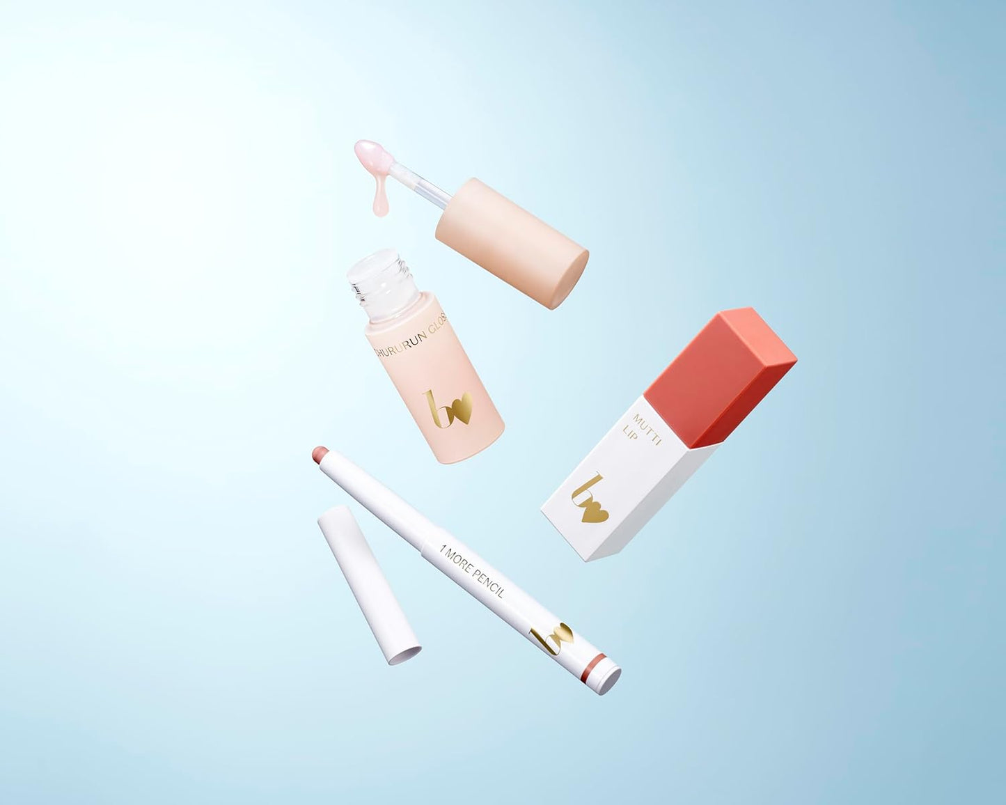 b idol Chururun Gloss 01 Nude Skin, 0.1 oz (2.5 g), Lip Gloss, Clear, Skin Care, Plump, Shiny, Moisturizing, Beauty Ingredient
