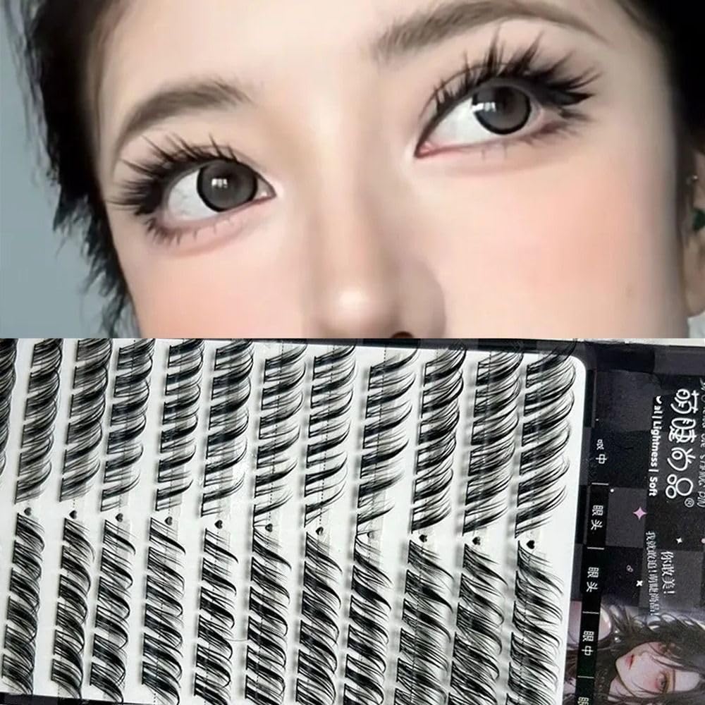 12 Columns Fox False Eyelashes Single Cluster Eyelash Extensions Segment Lashes Fox Eye Effect Lashes False Eyelashes