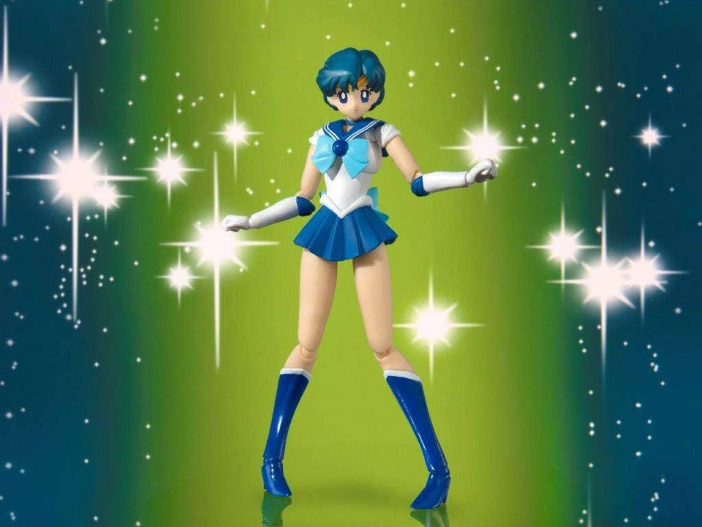 S.H. Figuarts Sailor Moon Sailor Mercury Animation Color Edition, Approx. 5.5 inches (140 mm), ABS & PVC Pre-painted Action Figure