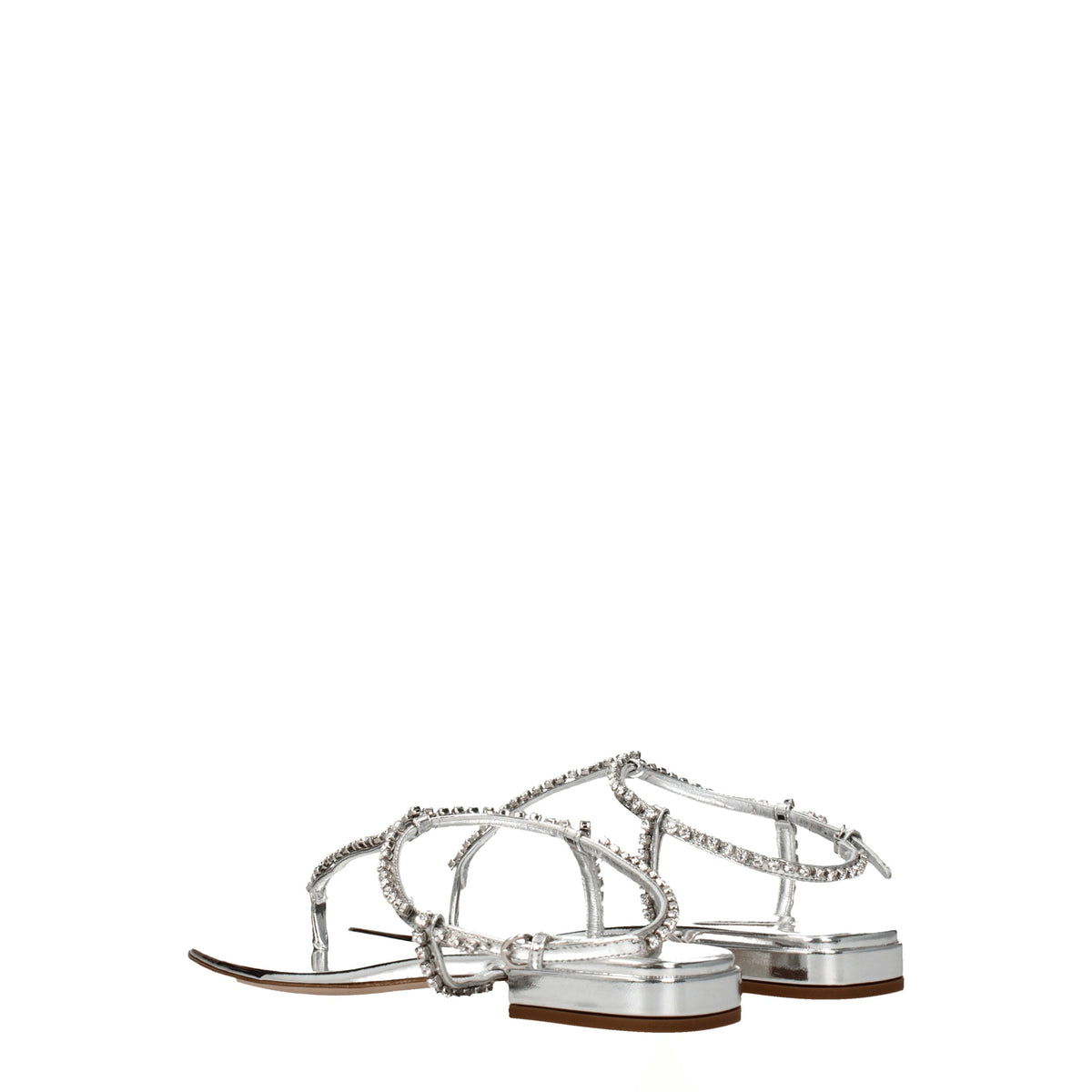 Miu Miu Miu Flip-Flops女性革銀 - Image 5